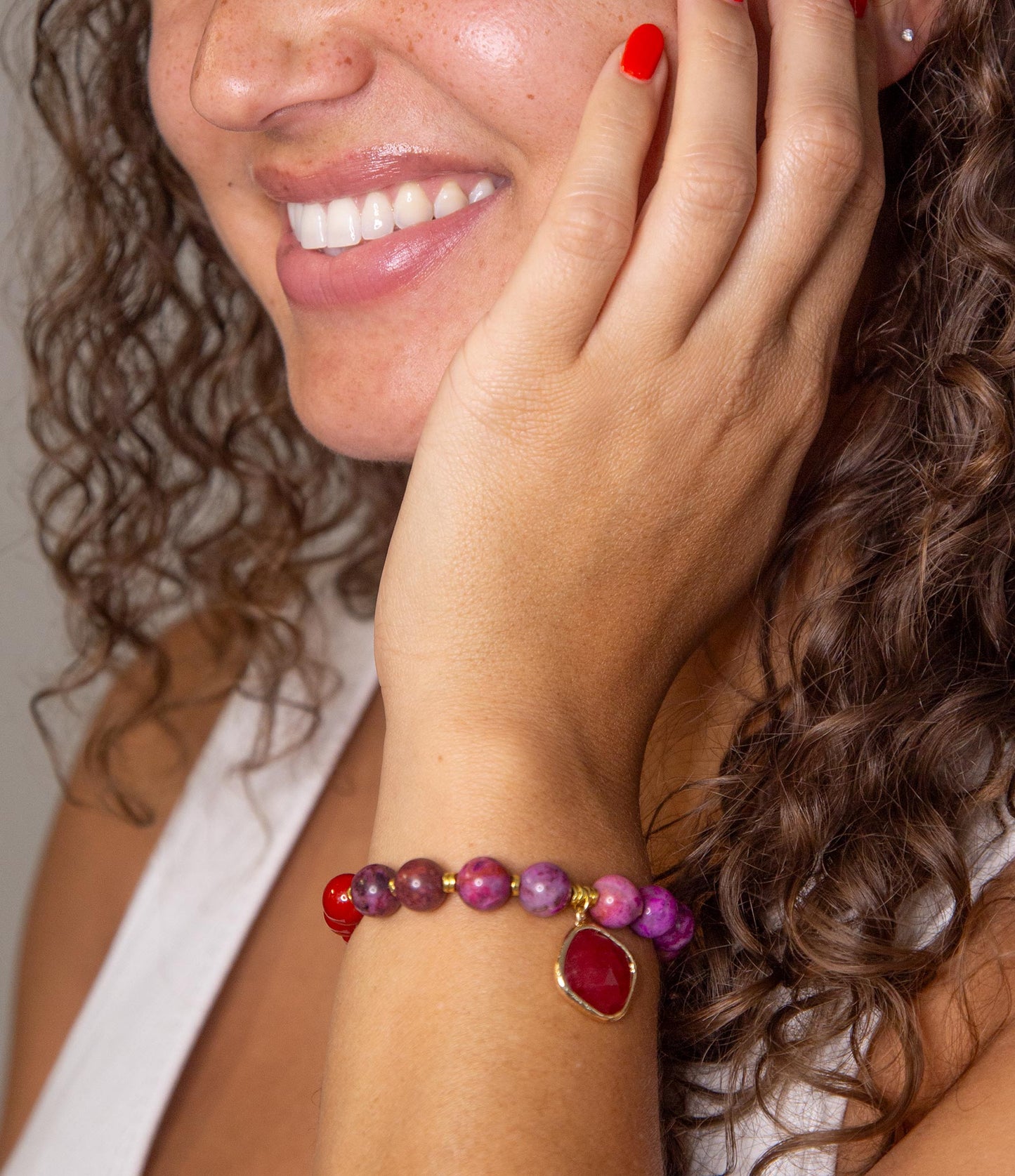 Fuchsia Agate Sunset Golden Bracelet - Barse Jewelry