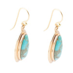 Genuine Blue Turquoise Golden Earrings - Barse Jewelry