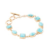 Genuine Blue Turquoise Hammered Golden Link Bracelet - Barse Jewelry
