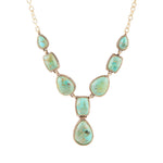 Genuine Blue Turquoise Roped Golden Bronze Y Necklace - Barse Jewelry