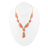 Genuine Orange Sponge Coral Golden Abstract Statement Necklace - Barse Jewelry