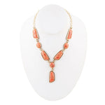 Genuine Orange Sponge Coral Golden Abstract Statement Necklace - Barse Jewelry