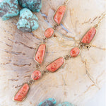 Genuine Orange Sponge Coral Golden Abstract Statement Necklace - Barse Jewelry