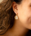 Gifted White Mother of Pearl Golden Bow Drop Earrings - Barse Jewelry