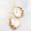 Gifted White Mother of Pearl Golden Bow Drop Earrings - Barse Jewelry