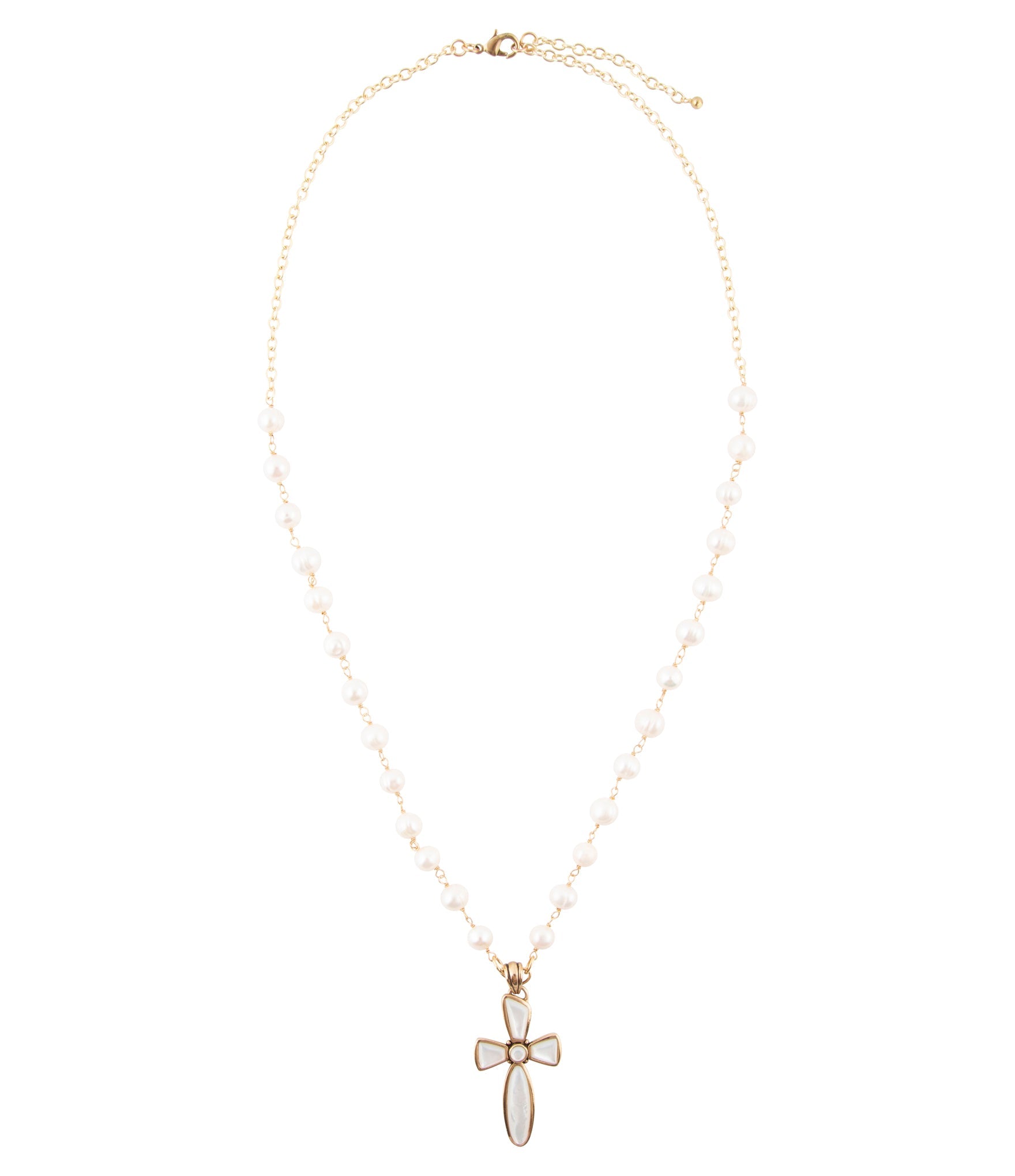 Las Cruces White Pearl Cross Pendant Necklace – Barse Jewelry