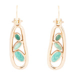 Golden Drop Green Stones Earrings - Barse Jewelry