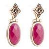 Golden Flower Pink Agate Drop Earrings - Barse Jewelry