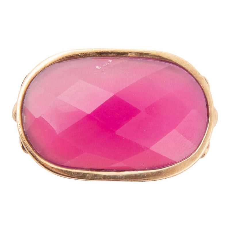 Golden Flower Pink Agate Statement Ring - Barse Jewelry