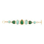 Green Agate and Blue Turquoise Golden Link Bracelet - Barse Jewelry