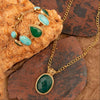 Green Agate and Blue Turquoise Golden Link Bracelet - Barse Jewelry