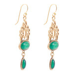 Green Agate Golden Drop Earrings - Barse Jewelry