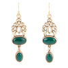 Green Agate Golden Drop Earrings - Barse Jewelry