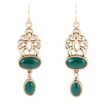 Green Agate Golden Drop Earrings - Barse Jewelry