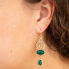 Green Agate Golden Drop Earrings - Barse Jewelry