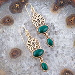 Green Agate Golden Drop Earrings - Barse Jewelry