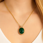 Green Agate Golden Lace Pendant Necklace - Barse Jewelry