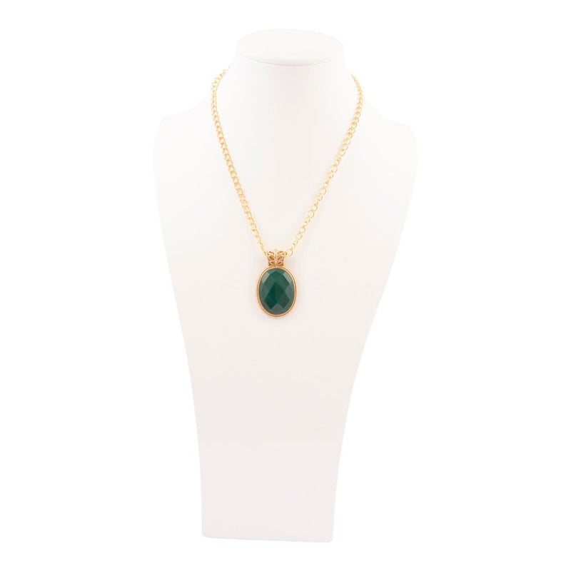 Green Agate Golden Lace Pendant Necklace - Barse Jewelry