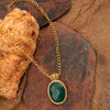 Green Agate Golden Lace Pendant Necklace - Barse Jewelry