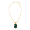 Green Agate Golden Lace Pendant Necklace - Barse Jewelry