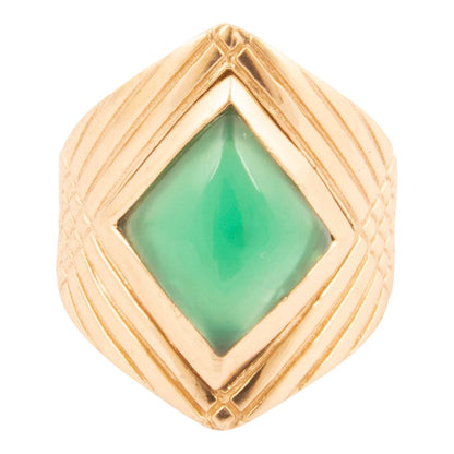Green Agate Golden Statement Ring - Barse Jewelry
