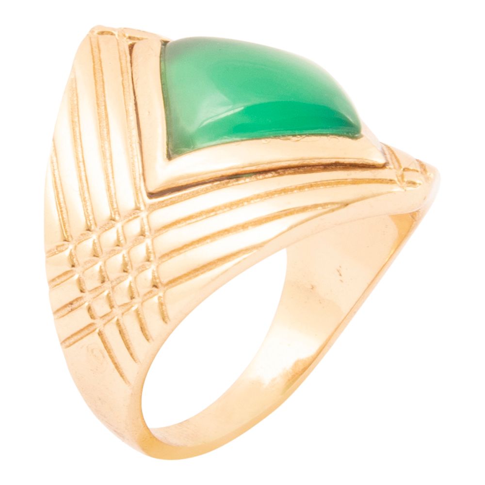 Green Agate Golden Statement Ring - Barse Jewelry