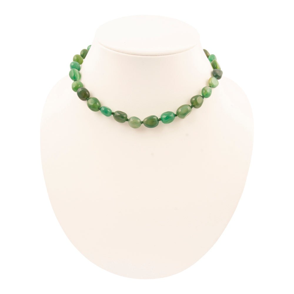 Green Agate Nugget Knotted Necklace - Barse Jewelry