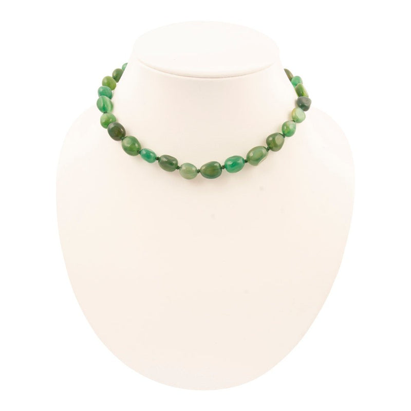 Green Agate Nugget Knotted Necklace - Barse Jewelry