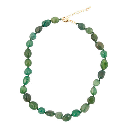 Green Agate Nugget Knotted Necklace - Barse Jewelry