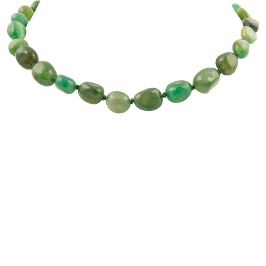 Green Agate Nugget Knotted Necklace