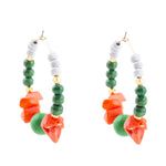 Green and Coral Golden Hoop Earrings - Barse Jewelry