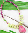 Green and Pink Jasper Golden Pendant Necklace - Barse Jewelry