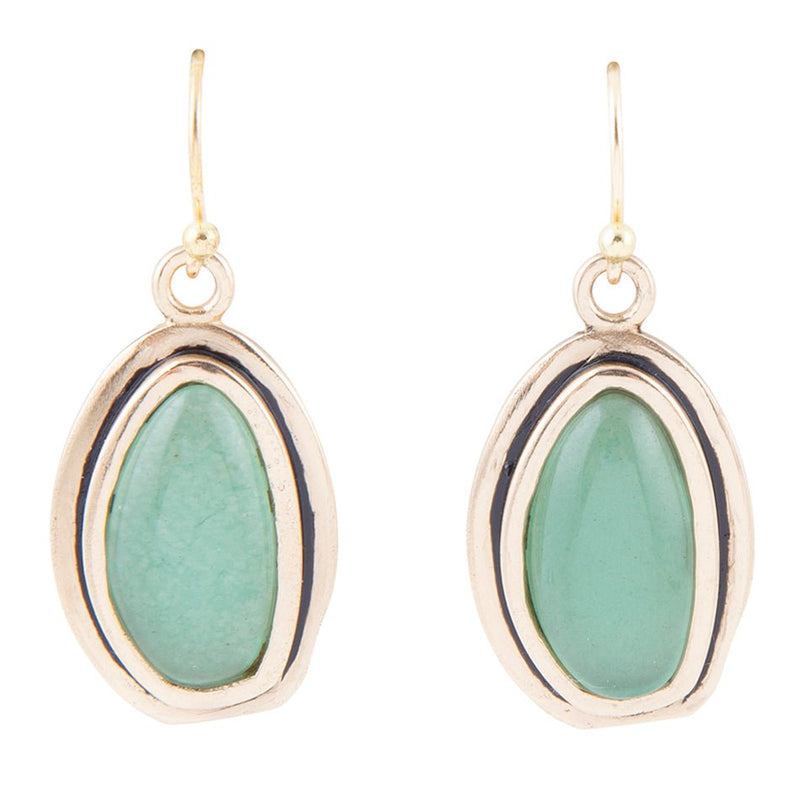 Green Aventurine Golden Drop Earrings - Barse Jewelry