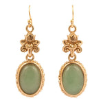 Green Aventurine Golden Lotus Drop Earrings - Barse Jewelry