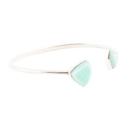 Green Chrysophase Open Sterling Silver Cuff Bracelet - Barse Jewelry