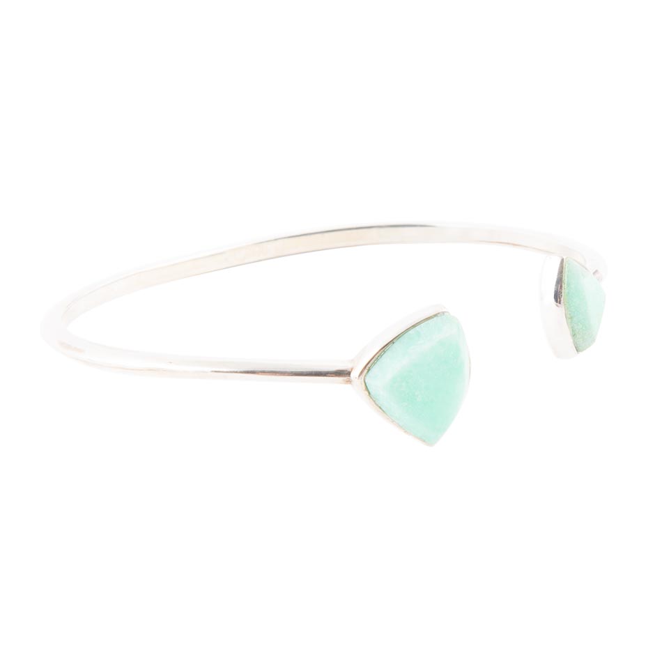 Green Chrysophase Open Sterling Silver Cuff Bracelet - Barse Jewelry