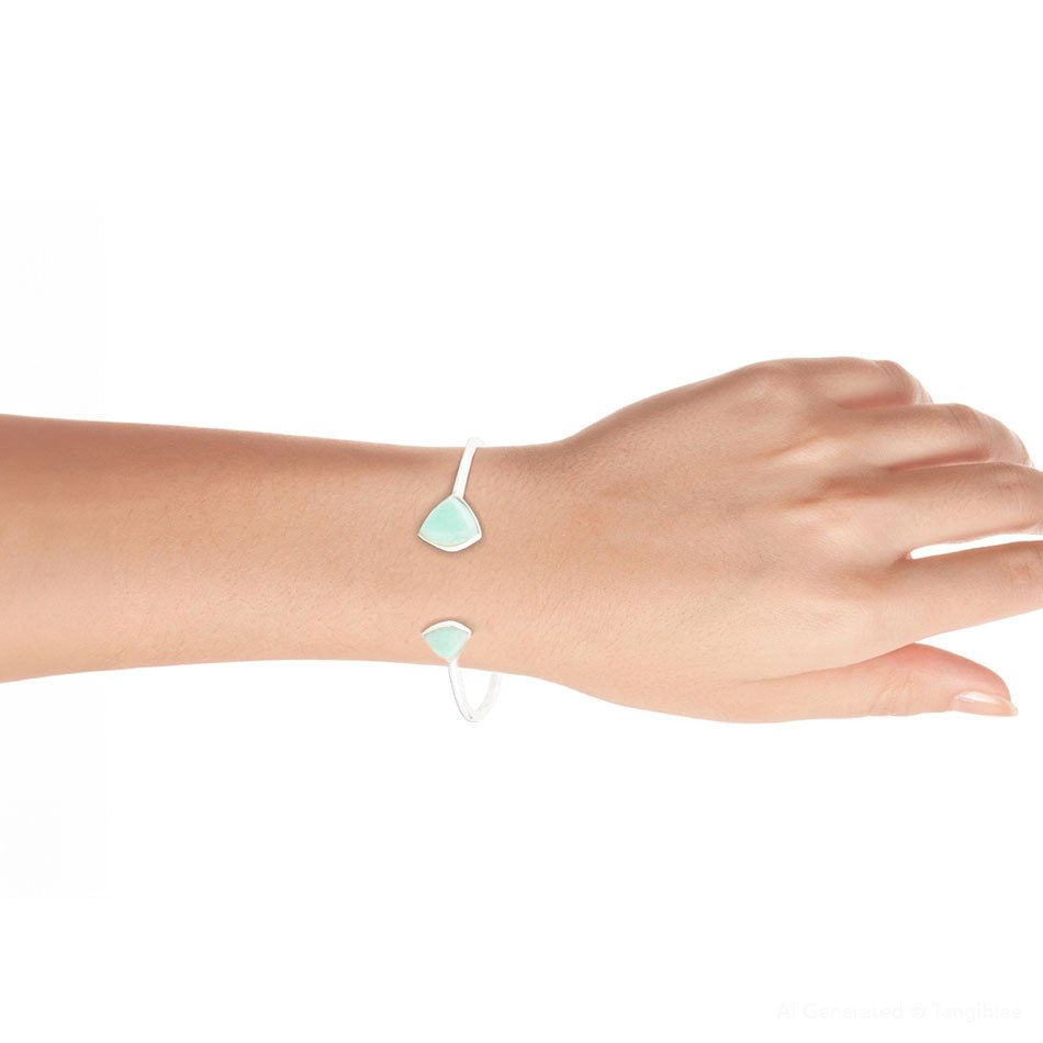 Green Chrysophase Open Sterling Silver Cuff Bracelet - Barse Jewelry