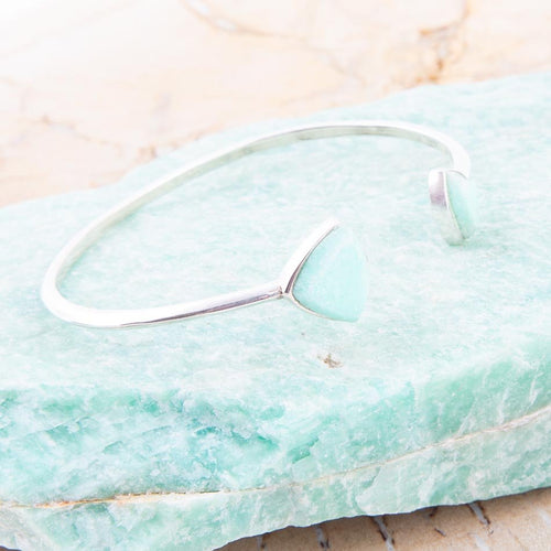 Green Chrysophase Open Sterling Silver Cuff Bracelet - Barse Jewelry