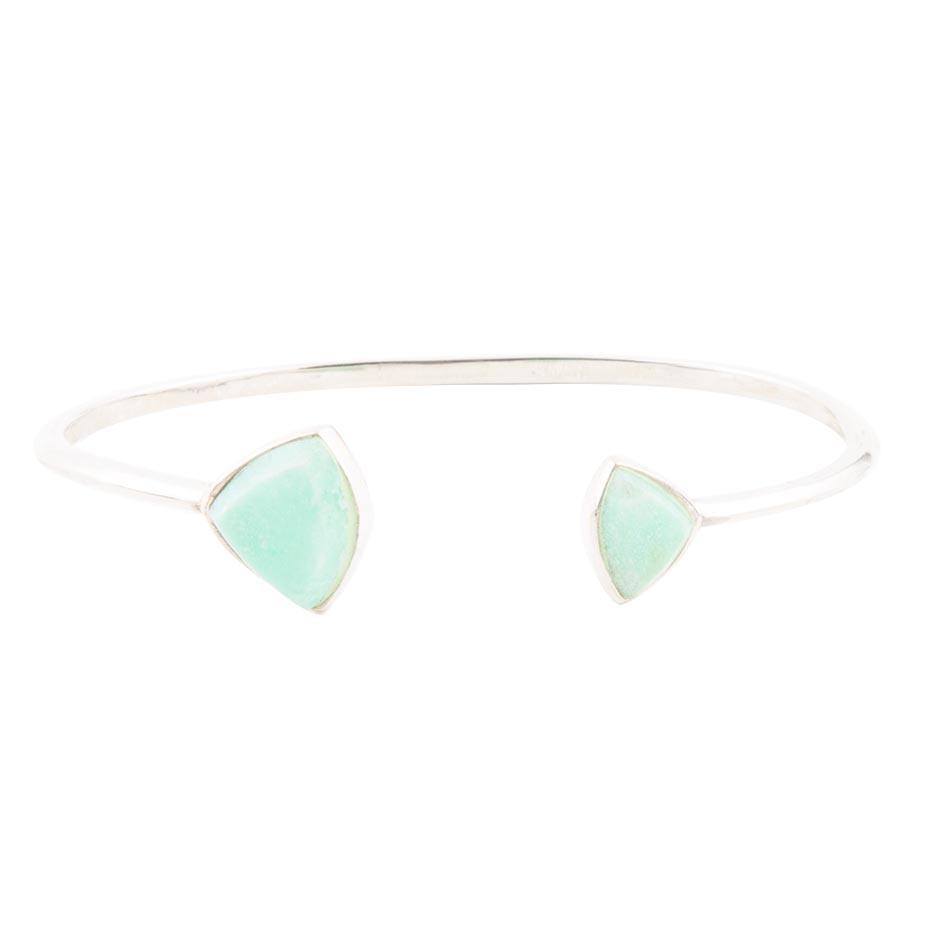 Green Chrysophase Open Sterling Silver Cuff Bracelet - Barse Jewelry