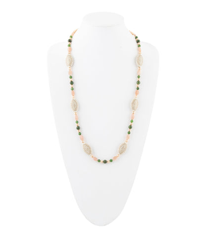 Green Jade and Pink Sunstone Golden Necklace - Barse Jewelry