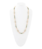 Green Jade and Pink Sunstone Golden Necklace - Barse Jewelry