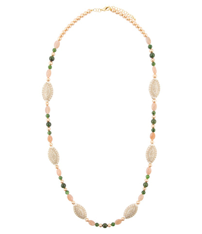 Green Jade and Pink Sunstone Golden Necklace - Barse Jewelry