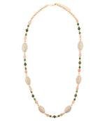 Green Jade and Pink Sunstone Golden Necklace - Barse Jewelry
