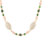 Green Jade and Pink Sunstone Golden Necklace - Barse Jewelry