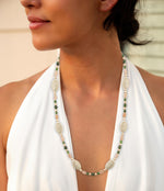 Green Jade and Pink Sunstone Golden Necklace - Barse Jewelry