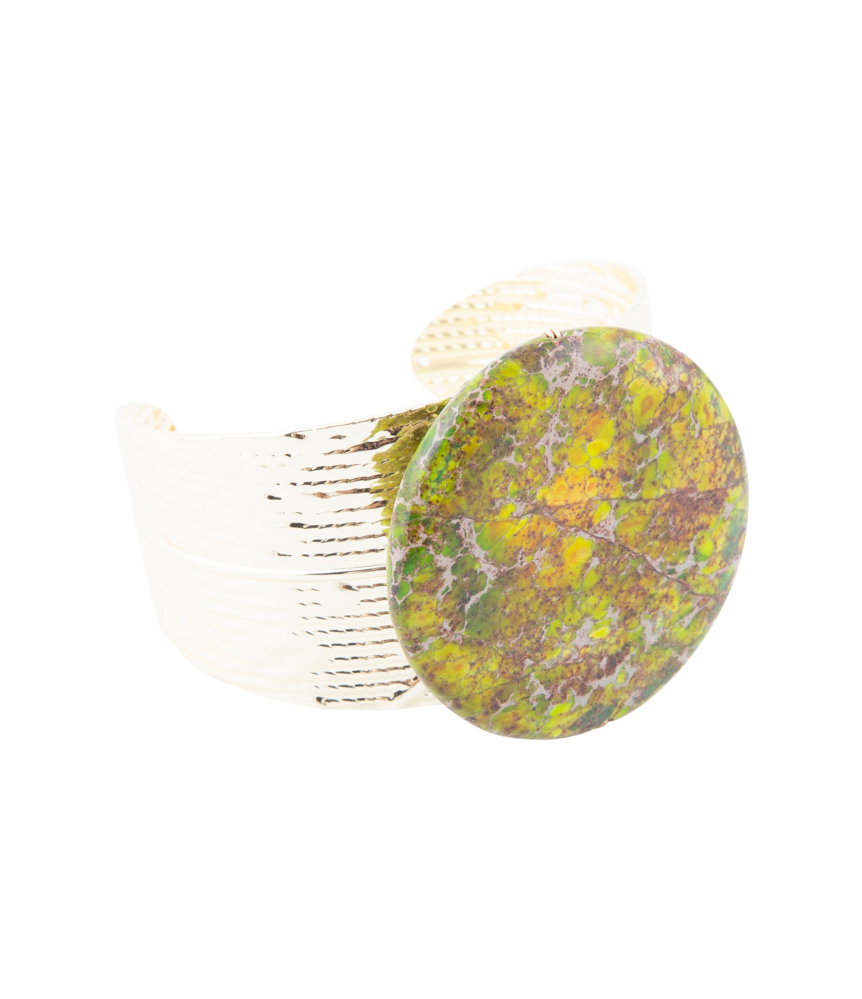 Green Jasper Golden Cuff Bracelet - Barse Jewelry