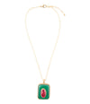 Green Onyx Stacked Red Quartz Golden Pendant Necklace - Barse Jewelry