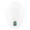 Green Onyx Stacked Red Quartz Golden Pendant Necklace - Barse Jewelry