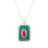 Green Onyx Stacked Red Quartz Golden Pendant Necklace - Barse Jewelry