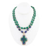 Green Synth Malachite Azurite Cross Statement Golden Necklace - Barse Jewelry